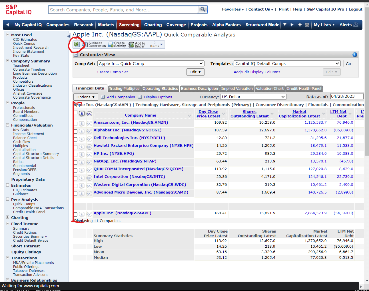 Capital IQ Example - AAPL
